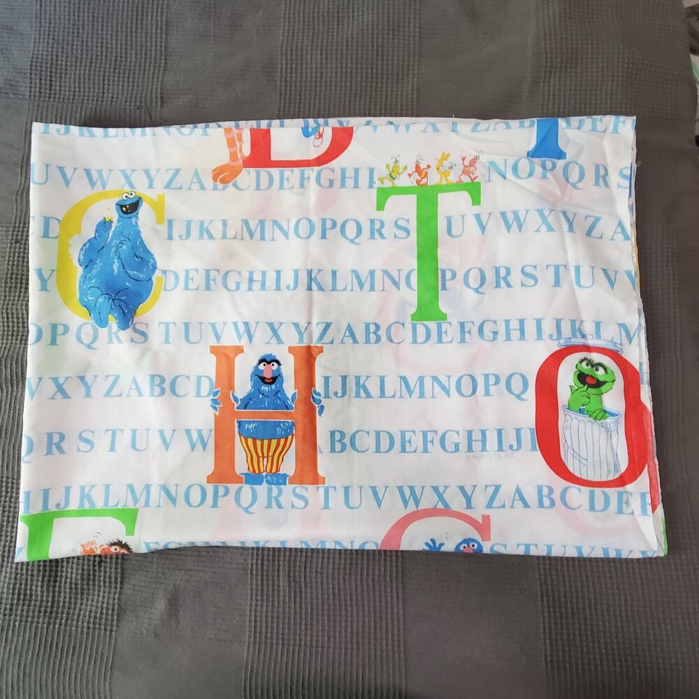 Vintage Sesame Street Twin Top Sheet Alphabet Big Bird American Lifestyle USA